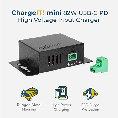 Coolgear ChargeIT Mini 82W USB-C PD Charger, 24-48V Wide Input Range, High-Speed Power Delivery with Advanced Safety Features - style: 82.0 Watts