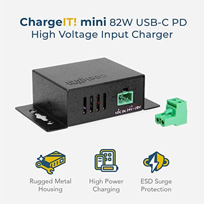 Coolgear ChargeIT Mini 82W USB-C PD Charger, 24-48V Wide Input Range, High-Speed Power Delivery with Advanced Safety Features - style: 82.0 Watts