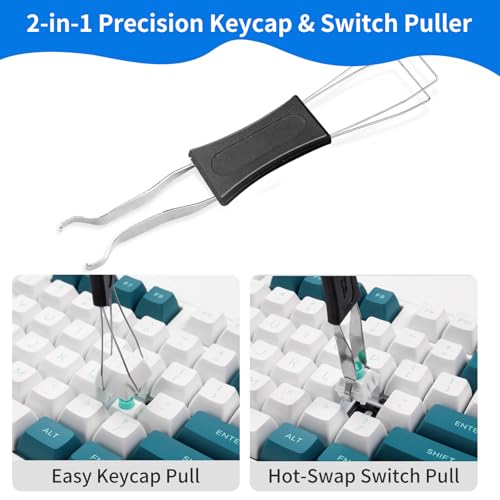 6PCS Keyboard Cleaning Kit with Keycap Puller & Switch Puller, Mini Anti-Static Dust Brush for Computer Motherboard Camera Small Space, Stainless Steel Key Remover for Mechanical Keyboard