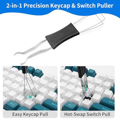 6PCS Keyboard Cleaning Kit with Keycap Puller & Switch Puller, Mini Anti-Static Dust Brush for Computer Motherboard Camera Small Space, Stainless Steel Key Remover for Mechanical Keyboard