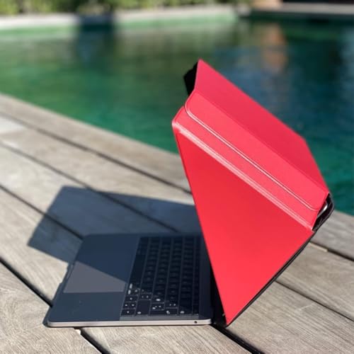 4-in-1 Laptop Screen Shade – Original Lux Hood – Sun, Privacy, Heat & Contrast Protection, Freestanding with Pocket, Fits 15–16” MacBook & PC, Patented, Red | PHILBERT Danish Design - color: Red, size: 15-16in