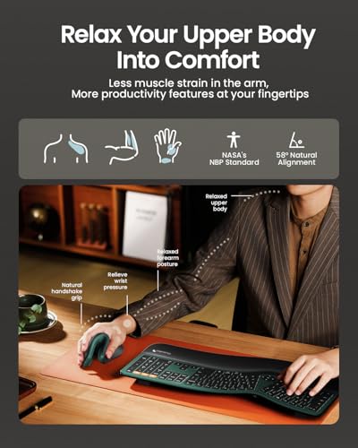 ProtoArc EM11 NL Wireless Ergonomic Mouse, Rechargeable Vertical Mice | 58° vertical design supports a natural wrist posture,connect 3 devices via Bluetooth/2.4G USB-A, 500mAh USB-C rechargeable. - color: Green