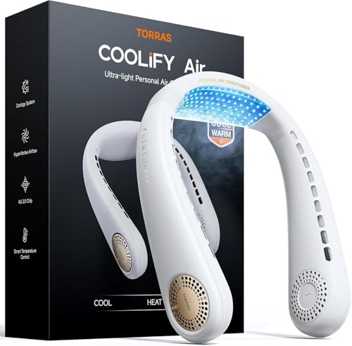 TORRAS COOLiFY Air 2026 Upgraded Neck Fan Air Conditioner, Dual-Airflow Pro Cooling, Ultra Light Portable Fan Rechargeable, Personal Cooling Fan Travel Essentials, Gift for Dad Father,Ivory White - color: Ivory White