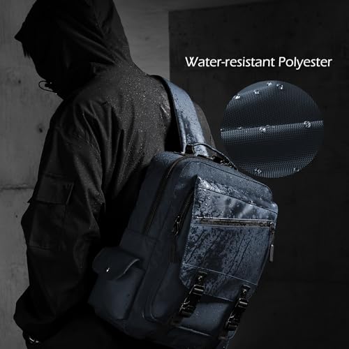 Crossbody Messenger Bag for Men: 13L Multi-pocket Satchel Sling Bags - color: Dark Blue
