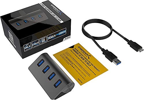 SABRENT 4-Port USB 3.0 Hub Aluminum Portable Data Hub with 2.5ft USB 3.0 Cable for iMac, MacBook, MacBook Pro, MacBook Air, Mac mini, or Any PC [Black] (HB-MC3B) - size: USB-A 4-Port – Black