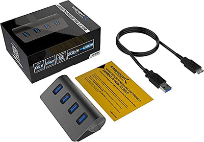SABRENT 4-Port USB 3.0 Hub Aluminum Portable Data Hub with 2.5ft USB 3.0 Cable for iMac, MacBook, MacBook Pro, MacBook Air, Mac mini, or Any PC [Black] (HB-MC3B) - size: USB-A 4-Port – Black
