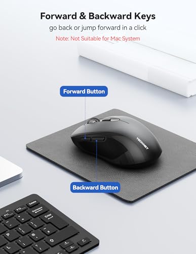 TECKNET 2-in-1 Bluetooth Mouse (BT 5.0/3.0+2.4Ghz), 6-Level 4000 DPI-Black | BT 5.0/3.0 & 2.4G wireless mouse with 4000 DPI, silent clicks, ergonomic design, and USB receiver for laptop and PC. - color: Bright Black