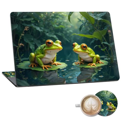 Laptop Skin Sticker Decal 15.6 Inch,12 13 13.3 14 15 15.6 in Laptop Netbook Skins for Notebook,Art Decal Removable Waterproof Scratch Resistant,Universal Vinyl Cover,Cute Frog Green - color: Cute Frog Green