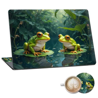Laptop Skin Sticker Decal 15.6 Inch,12 13 13.3 14 15 15.6 in Laptop Netbook Skins for Notebook,Art Decal Removable Waterproof Scratch Resistant,Universal Vinyl Cover,Cute Frog Green - color: Cute Frog Green