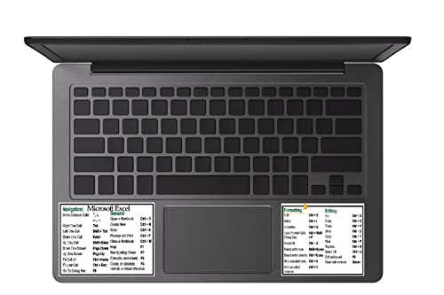 Laptop Sticker Decal - Software excel Cheat Sheet for keypad Palm Rest - Matte Black Skins Stickers (White Background) - color: White background