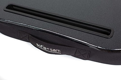 Sofia + Sam Mini Lap Desk with Memory Foam Cushion | Tablet Slot and Handle | Fits Laptops Up to 15" | Tablets Up to 9.6" | Black | Portable Travel Desk | Reading Writing and Coloring - color: Black With Tablet Slot