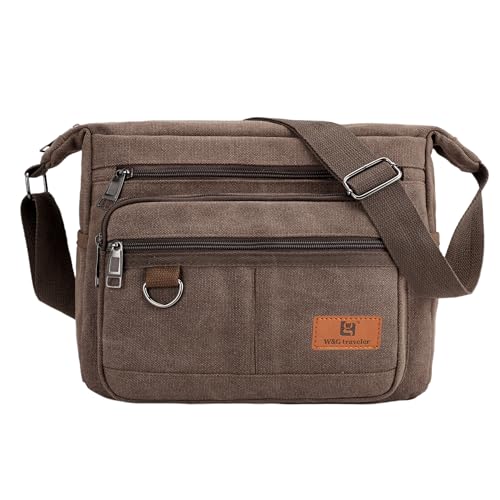 Rfid Crossbody Messenger Bag with Water Bottle Holders, 13 inch Laptop Shoulder Bag, Sling Satchel Purse w/Built-in Wallet - color: Brown