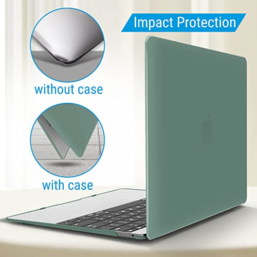 IBENZER Compatible with MacBook 12 Inch Case, Hard Shell Case Cover for Mac 12’’ with Retina Display Model A1534 2020 2019 2018 2017 2016 2015, Midnight Green, MM12MTGN - color: Midnight Green