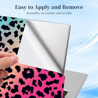 Universal Laptop Protective Skin,Trim-to-Fit Vinyl Sticker for 13–16 Inch Laptop,MacBook,Tablet & Notebook,Scratch-Proof Waterproof Cover,Blue Pink Leopard - color: Blue Pink Leopard