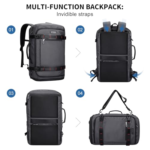 WITZMAN Travel Backpack for Men 35L TSA Friendly Flight Approved | Nylon Laptop Backpack Multi-pocket Fits 16 Inch, Carry-on Luggage, Shoe Compartment, For Business Trip, Vacation, B718 Grey - color: Silvery Grey