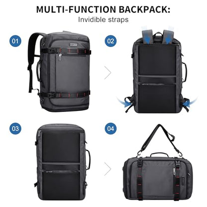 WITZMAN Travel Backpack for Men 35L TSA Friendly Flight Approved | Nylon Laptop Backpack Multi-pocket Fits 16 Inch, Carry-on Luggage, Shoe Compartment, For Business Trip, Vacation, B718 Grey - color: Silvery Grey