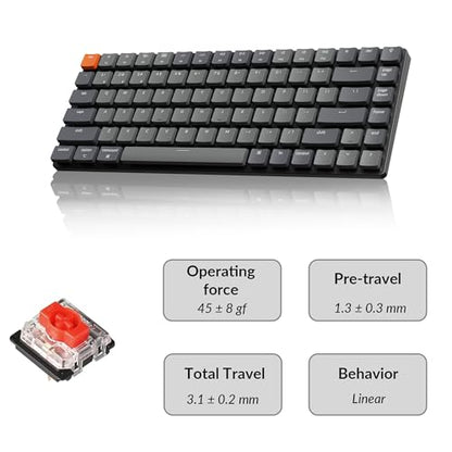 Keychron K3 Version 2, 84 Keys Ultra-Slim Wireless Bluetooth/USB Wired Mechanical Keyboard with White LED Backlit, Low-Profile Keychron Mechanical Red Switch Compatible with Mac Windows - color: Keychron Red Switch