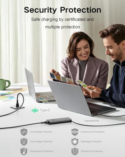 130W USB C Laptop Charger Compatible with Dell Precision 5530 5550 5560 5570 5750 5760 5770,Latitude 5401 5411 5501 5511 5520,XPS 15 17 9575 9500 9700 DA130PM170 HA130PM170 0K00F5 Computer Power Cord - color: black -3