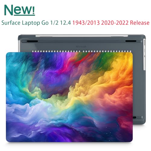 Mektron Surface Laptop Go 12.4 inch Case Compatible with Go 3/2/1 Microsoft Surface Laptop 12.4" Cover 2023-2020 Releases Model 1943/2013 Plastic Hard Shell Case with Screen Protector, Rainbow Cosmic - color: Rainbow Cosmic