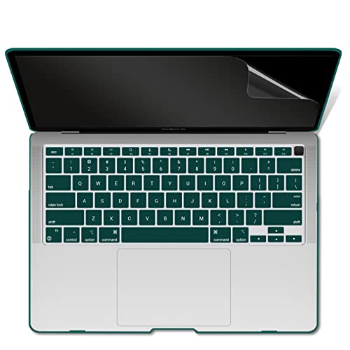 IBENZER Compatible with New MacBook Air 13 inch case 2022 2021 2020 M1 A2337 A2179 A1932, Hard Shell Case&Keyboard Cover&Screen Film for Mac Air 13 with Touch ID (2018-2022), Quezhal Green, AT13QUGN+2 - color: Quezhal Green