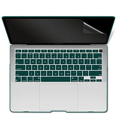 IBENZER Compatible with New MacBook Air 13 inch case 2022 2021 2020 M1 A2337 A2179 A1932, Hard Shell Case&Keyboard Cover&Screen Film for Mac Air 13 with Touch ID (2018-2022), Quezhal Green, AT13QUGN+2 - color: Quezhal Green