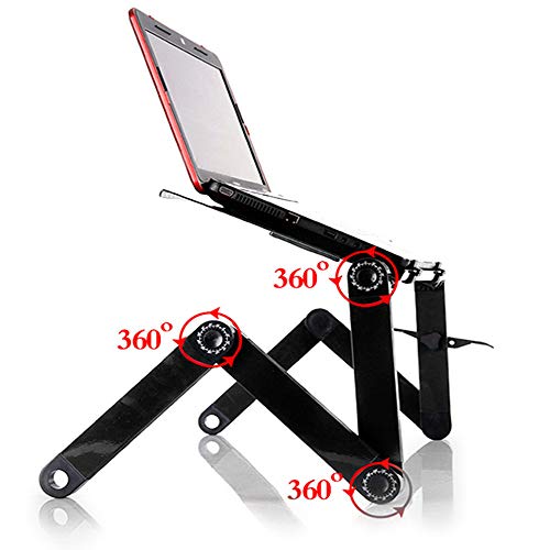 Adjustable Laptop Desk, Folding Lap Desk for Bed, Portable Laptop Table with Large Cooling Fan & Mouse Pad