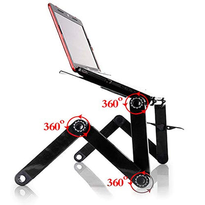 Adjustable Laptop Desk, Folding Lap Desk for Bed, Portable Laptop Table with Large Cooling Fan & Mouse Pad