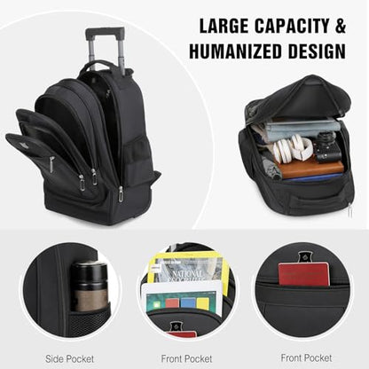 FANDARE 35L Rolling Laptop Backpack 2-in-1 Trolley Convertible Luggage Backpack with Wheels Travel Daypacks Multi-Functional Carry-On for Business Travel Trip Men Outdoor Urban Backpacks Grey - color: Grey