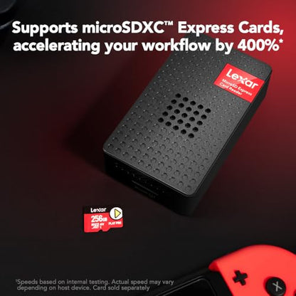 Lexar Play PRO MicroSD Express Card Reader, USB 3.2 Gen 2, up to 900MB/s Read, Compatible with Express microSD UHS-I Card (LRW540U-RNHNG) | USB 3.2 GEN2 Reader, Up to 900MB per S, Fan Lowers Temp Up to 19 Degree C, Includes USB-C Cable Plus USB-a Adapter