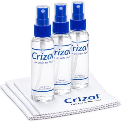 Crizal® Eyeglass Cleaner Kit | 6-Pack with Lens Cleaner Spray & Premium Microfiber Cleaning Cloth | Designed & Tested by Crizal® | Safe for Advanced AR & Anti-Reflective Lens Coatings - color: 3 Spray's & 3 Cloth's