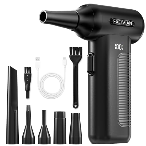 Compressed Air Duster Electric : 150000RPM 10000mAh LED 6-Gear Adjustable Keyboard Cleaner, Wireless Rechargeable Duster for Computer Keyboard Cleaning