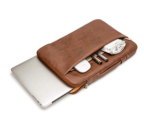 Kinmac 360° Heavy Duty Protective Laptop Sleeve Case Bag Cover with Handle for MacBook Air 13 inch,iPad Pro 13 inch and 13.3 inch HP,Dell,Lenovo,Asus,Acer Laptop (Coffee PU) - color: Coffee PU, size: 12 inch-13.3 inch