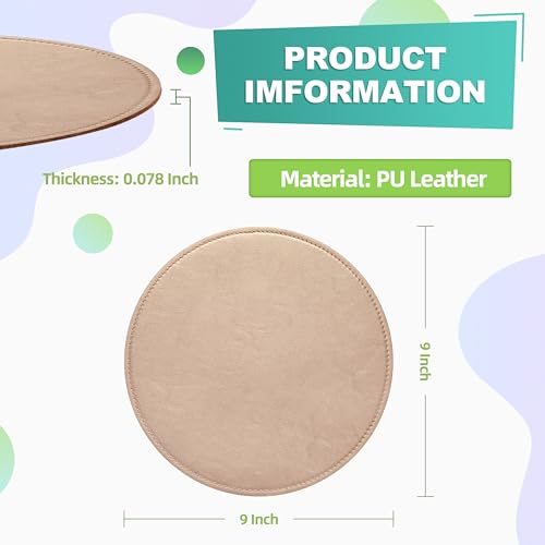 PU Leather Mouse Pad With Stitched Edge Micro-Fiber Base - Non-Slip Waterproof for Computers, Laptop - Round 9 x 9 Inch (Champagne Gold) - color: Champagne Gold, size: 9L x 9W inches