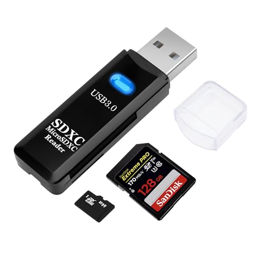 USB3.0 SD/TF Card Reader, USB 3.0 5Gbps High-Speed Dual Slot OTG Memory Card Adapter for TF/Micro SD/SD/SDXC/Micro SDXC/Micro SDHC Memory Cards, Compatible with MacBook Pro/Air (Black) - size: Card-Reader-3.0-Black