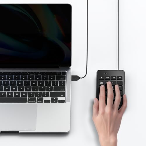 CBUS Wired USB-A Numeric Keypad for Laptop, 23 Keys Numpad Keyboard with Tab, Home, Email & Calculator Keys, 5ft Cable, Small and Lightweight Design - size: USB-A