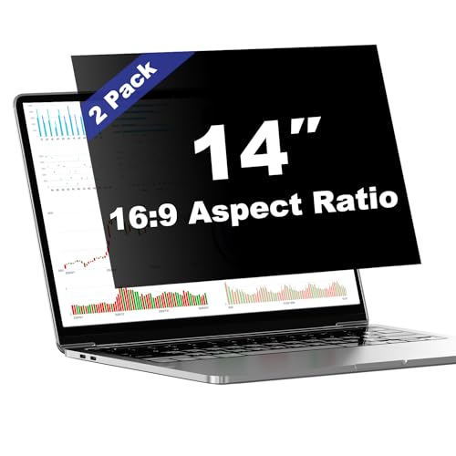 [2 Pack 14 Inch Laptop Privacy Screen Shield for 16:9 Widescreen Laptop Monitor - Anti-Glare Blue Light Privacy Filters and Anti Spy Privacy Screen Protector Film | Anti-Glare Blue Light Privacy Filters; Anti Spy Privacy Screen Protector Film - size: [2 P