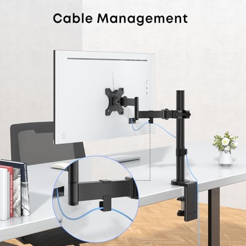 Pole Mount Monitor Arm for 17-32" Screens,17.6 lbs, VESA 75/100mm | Easy Clamp-on VESA Mount , Perfect Solution When Wall or Desk Mounting Isn't Possible, Black