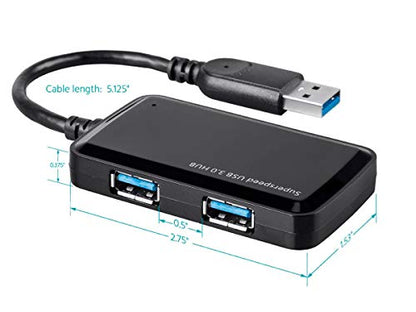 Monoprice Mini 4-Port USB 3.0 Travel Hub - Up to 5.0Gbps, Plug-and-Play, Black - style: 4x1
