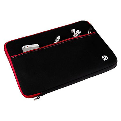 Neoprene Laptop Case | Lightweight Travel Protection | 13" Notebook Compatible Water Resistant Tech Sleeve (Red) - color: Black/Red