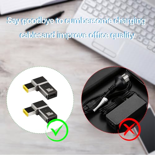 2Pcs USB C to Slim Tip Adapter, 100W 5A Laptop Charging Cable Adapter | with USB C Female Input to Slim Tip Rectangle, Zinc Alloy PD Charge Converter for Lenovo Laptops