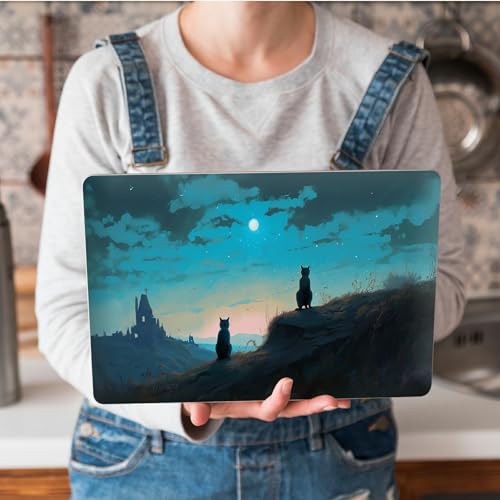 Universal Laptop Skin Sticker with 2 Wrist Pad Skins, Waterproof Scratch Resistant Vinyl Laptop Cover Decal, Cut to Fit for 11–15.6 Inch MacBook HP Dell Lenovo, Cats Watch Stars - color: Cats Watch Stars