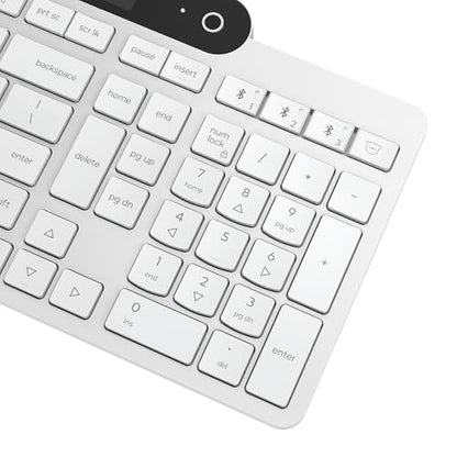 Lenovo 800 Self-Charging Bluetooth Keyboard, Uses Ambient Light for Charging, Bluetooth 5.1, Supports 3 Devices, Battery Free, Wireless, White - color: White