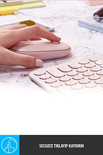 Logitech Pebble Wireless Mouse with Bluetooth or 2.4 GHz Receiver, Silent, Slim Computer Mouse with Quiet Clicks, for Laptop/Notebook/iPad/PC/Mac/Chromebook - Rose/Pink