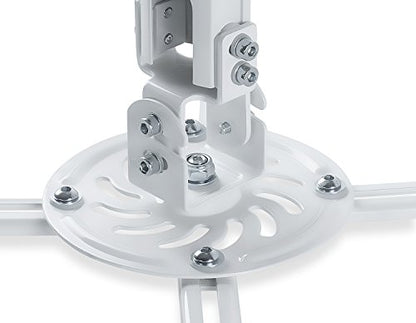 Mount-IT! Projector Ceiling Mount [30 lbs Capacity] Universal Bracket | 360 Full Motion with Tilt and Swivel Rotate | Adjustable Pole Height from 21-34.5 Inches, Extendable Arms (White | Long) - style: Long