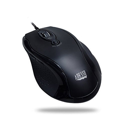 Adesso iMouse G2 USB Ergonomic Optical Mouse, Black | Adjustable DPI, Internet Navigational B