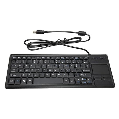 Ultra Thin Mini Compact Wired Keyboard with Touchpad and USB Hub, Scrolling, Plug and Play, Keys for Industrial Applications