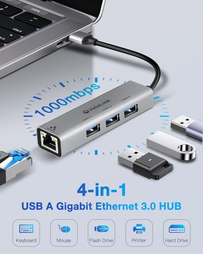USB to Ethernet Adapter,Ethernet to USB,USBA to RJ45 for Nintendo Switch 2,Gigabit Ethernet Adapter, LAN Network for Laptop, MacBook,Chromebook,Surface, Desktop,PC and More (USB A with 3.0HUB)
