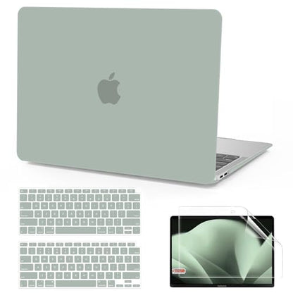 Anban Compatible with MacBook Air 13 inch Case M1 2021 2020 2019 2018 A2337 A2179 A1932 Touch ID, Matte Plastic Hard Shell+Keyboard Cover+Screen Protector for MacBook Air 13.3 inch Case,Antique Green - color: Antique Green