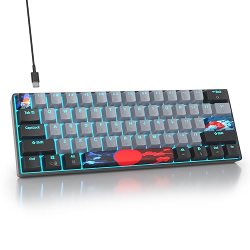 surmen 60% Wired Mechanical Gaming Keyboard, 61 Keys Backlit Ultra-Compact Mini Office Keyboard with Red Switch for PC/Mac Gamer, Typist (61 Dolch) - color: 61 Dolch
