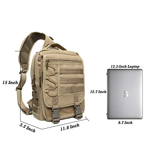 NICGID Sling Bags Chest Shoulder Backpacks, Laptop Backpack Crossbody Messenger Bag Travel Outdoor Men Women - color: Khaki-808, size: 13.3 inch